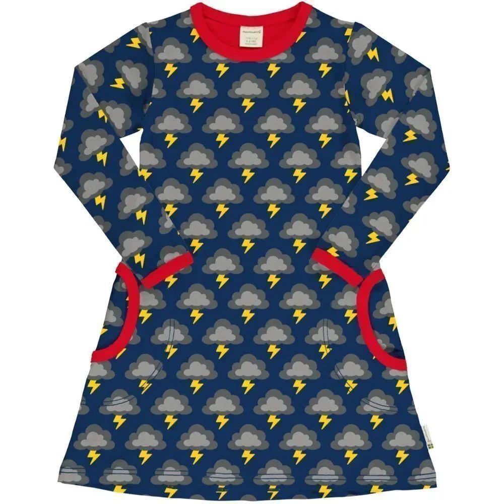 Maxomorra Lighting Storm Weather Dress Sz 110-116cm